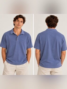 Zegna Men’s Luxury Silk Blend Polo Shirt XXL 56R Lavender Blue
